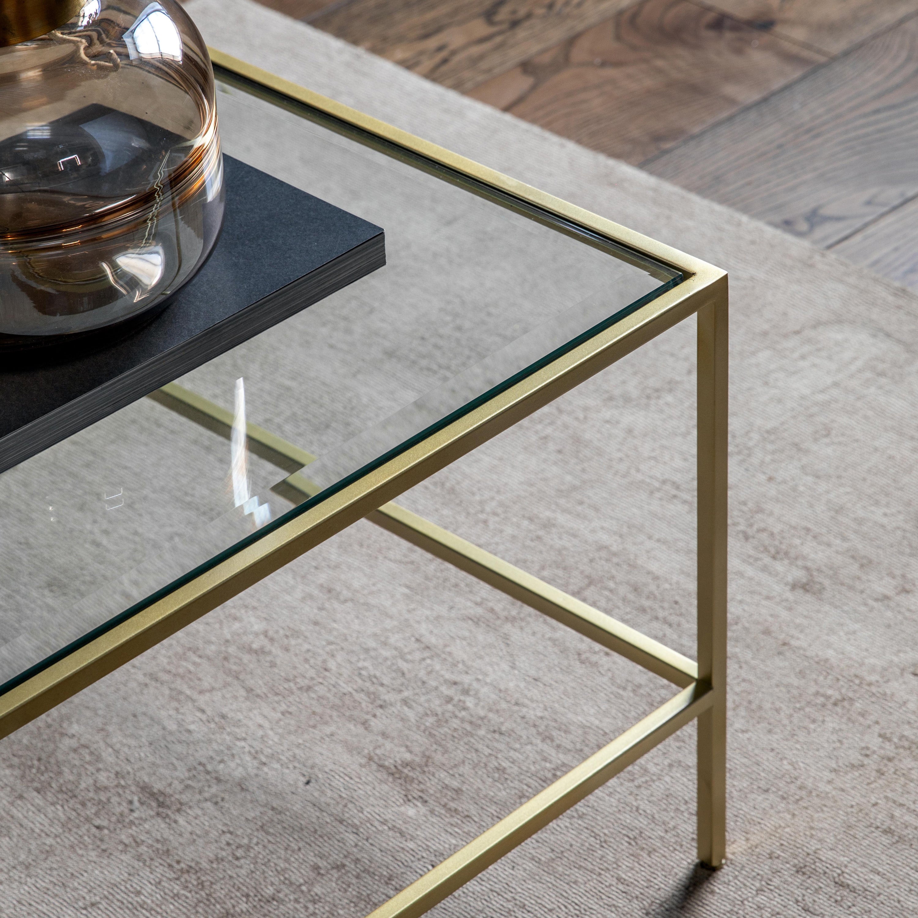 Sandra Champagne Gold & Glass Coffee Table